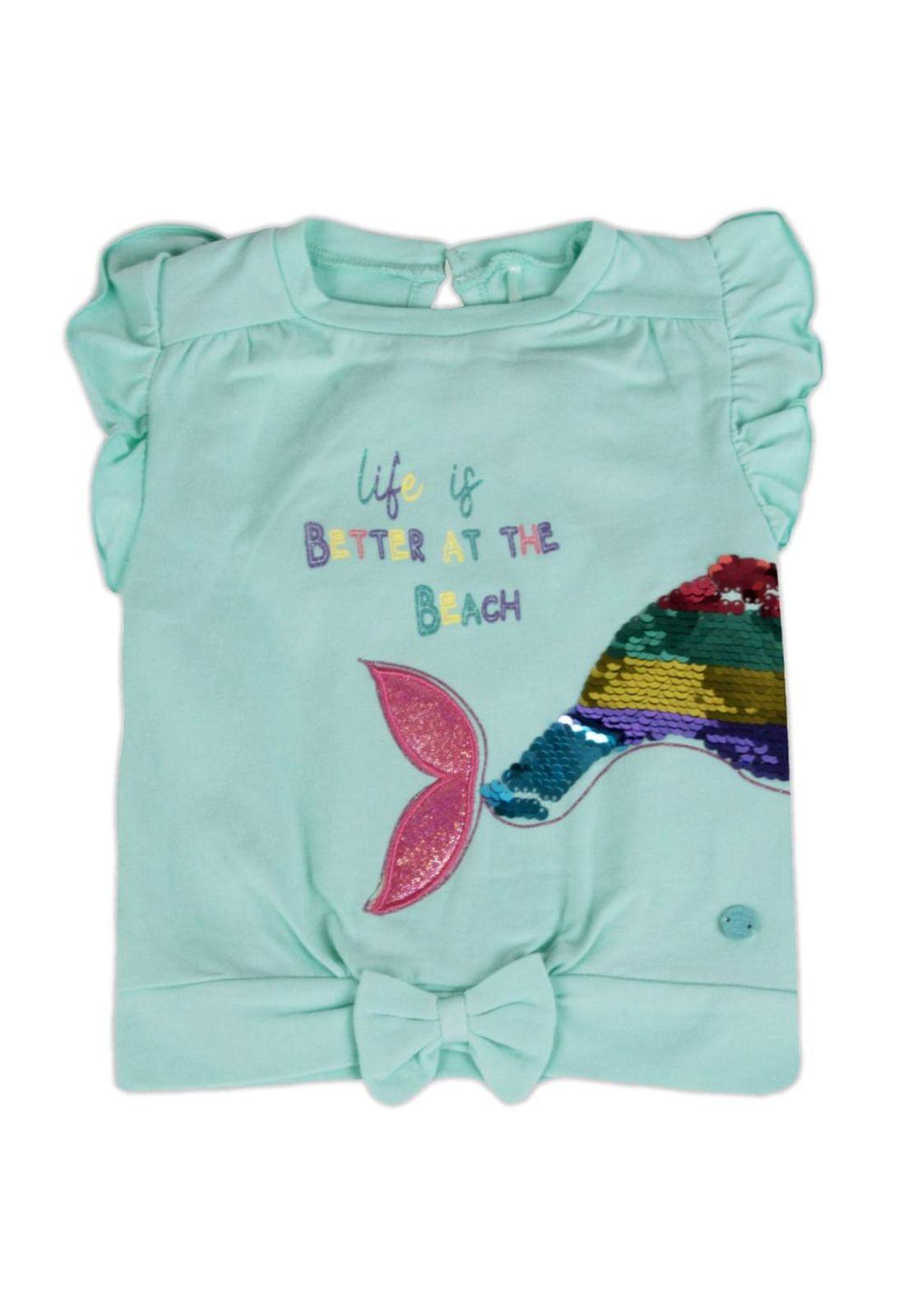 Polera Bebe Niña Turquesa Pillin-0