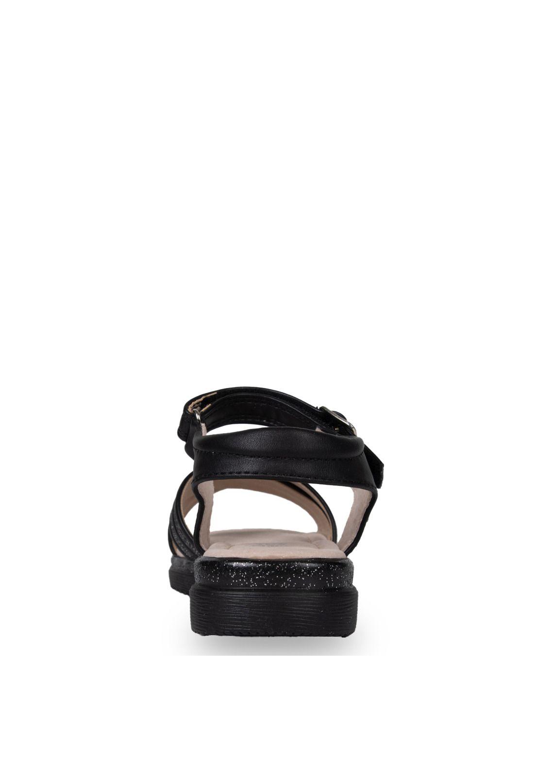 Sandalia Niña Brillos con Velcro Ajustable Negro Pillin-3