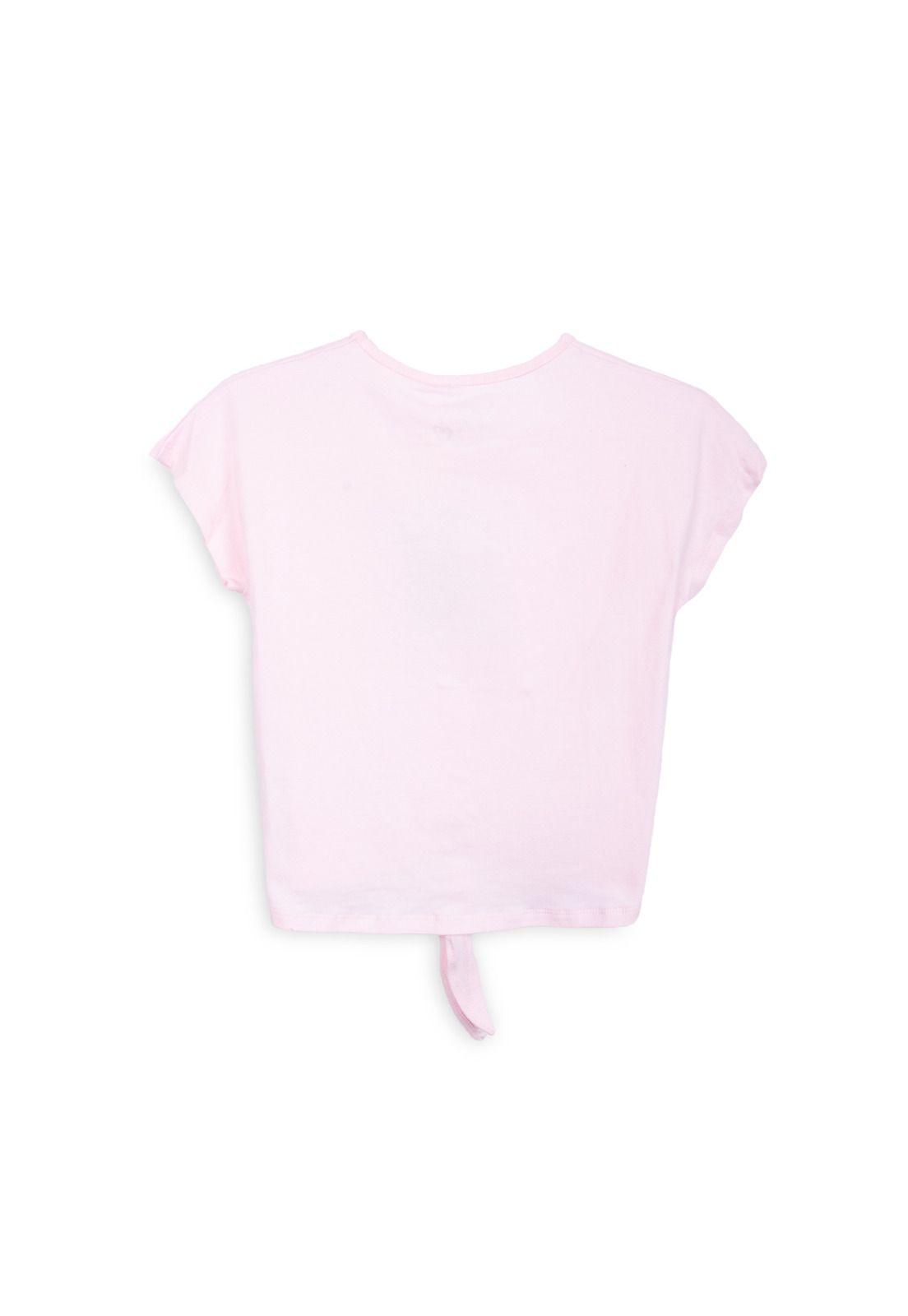 Polera Niña Manga Corta con Amarra Delantera Rosado Pillin-1