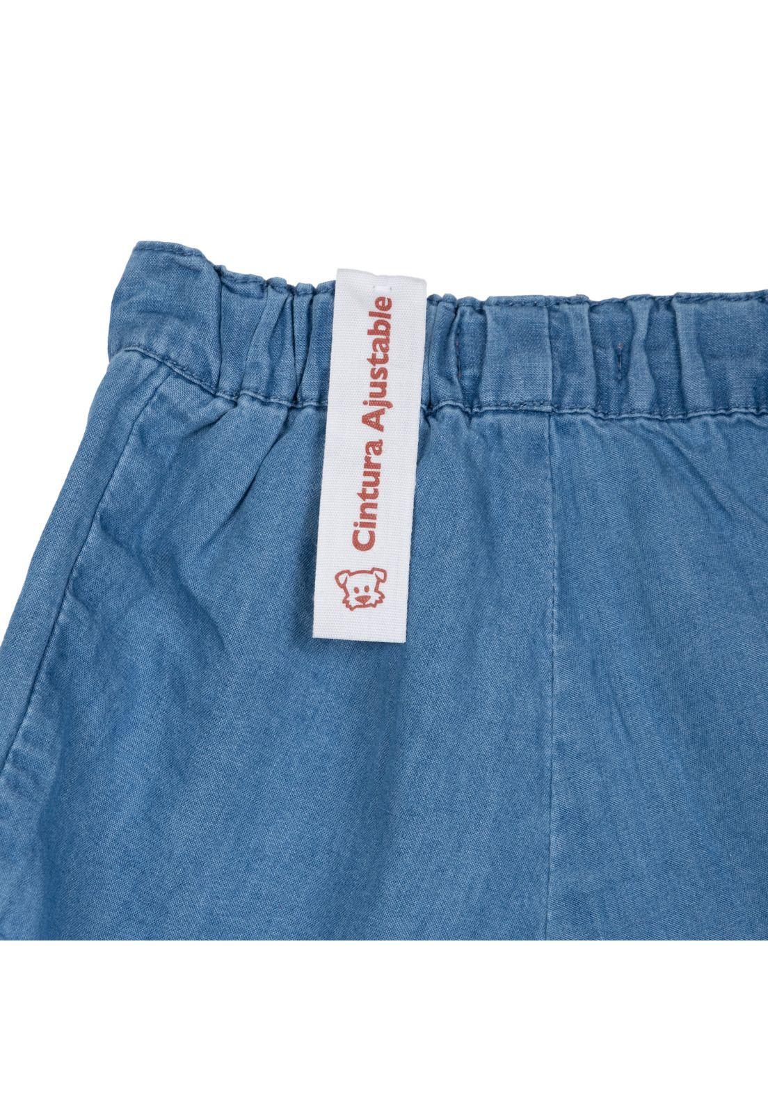 Short Falda Bebé Niña Cintura Ajustable Azul Pillin-3
