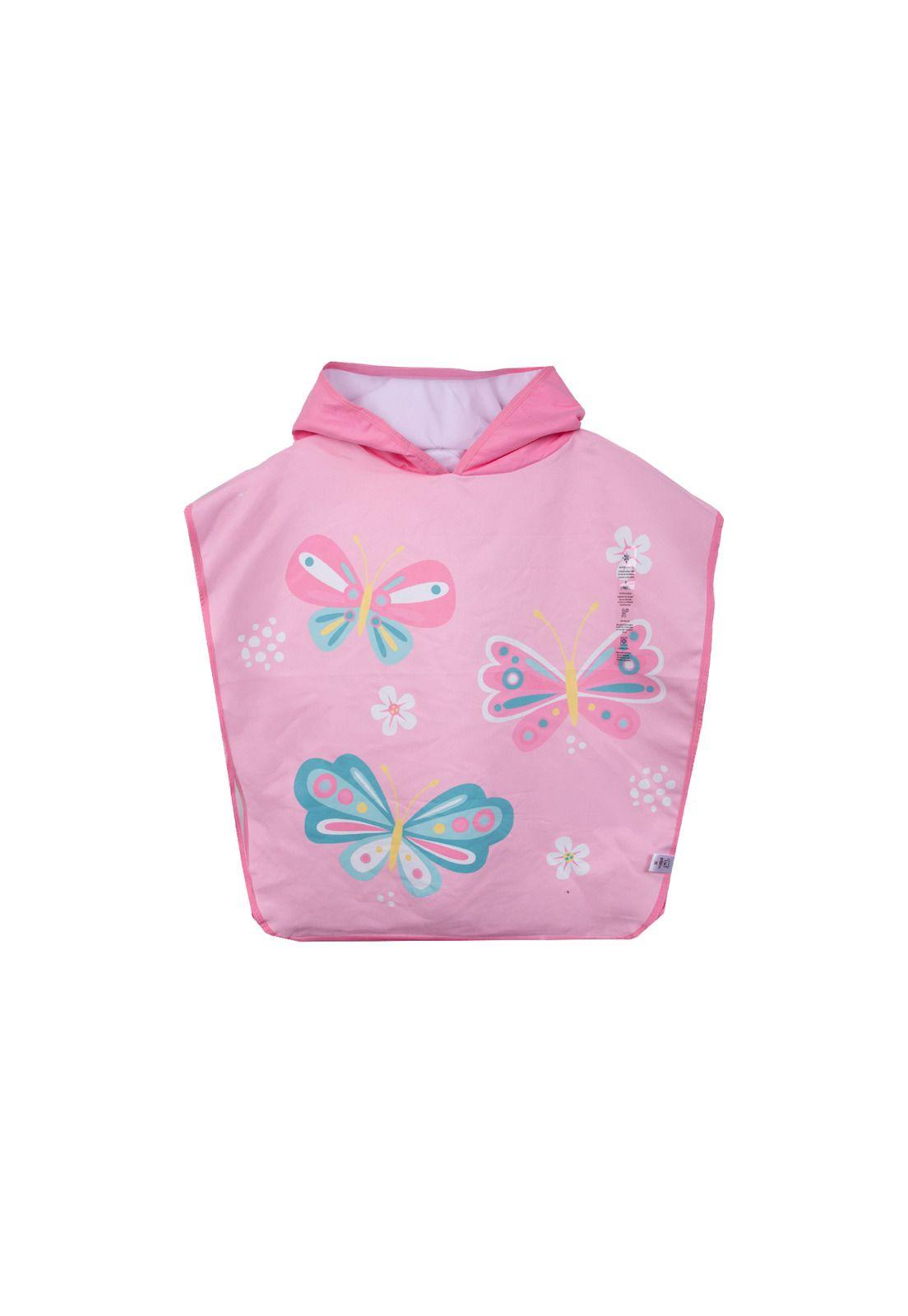 Toalla Bebé Niña Microfibra con Capucha Mariposa Rosado Pillin-0