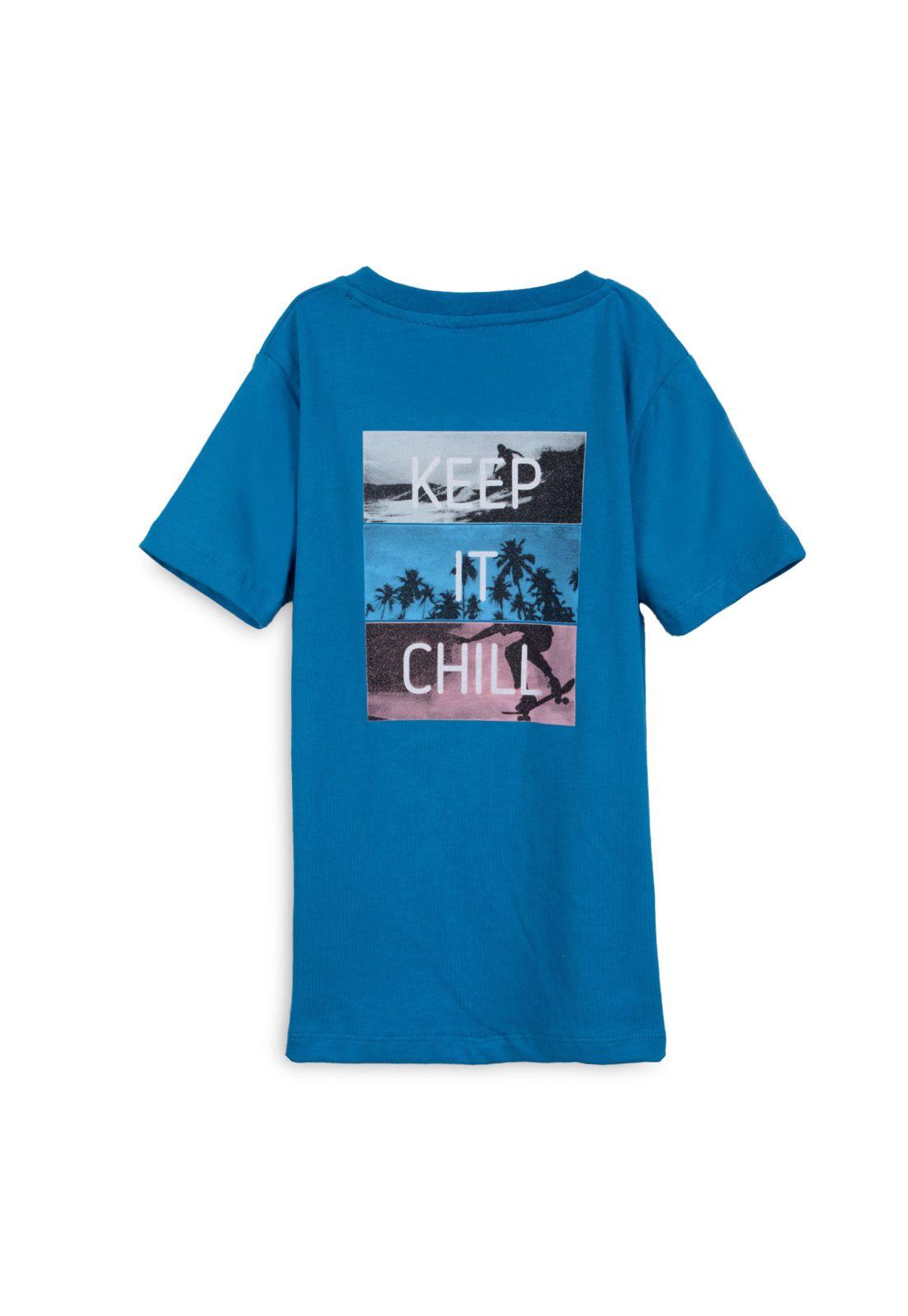 Polera Niño Manga Corta Estampado Playero Azulino Pillin-1