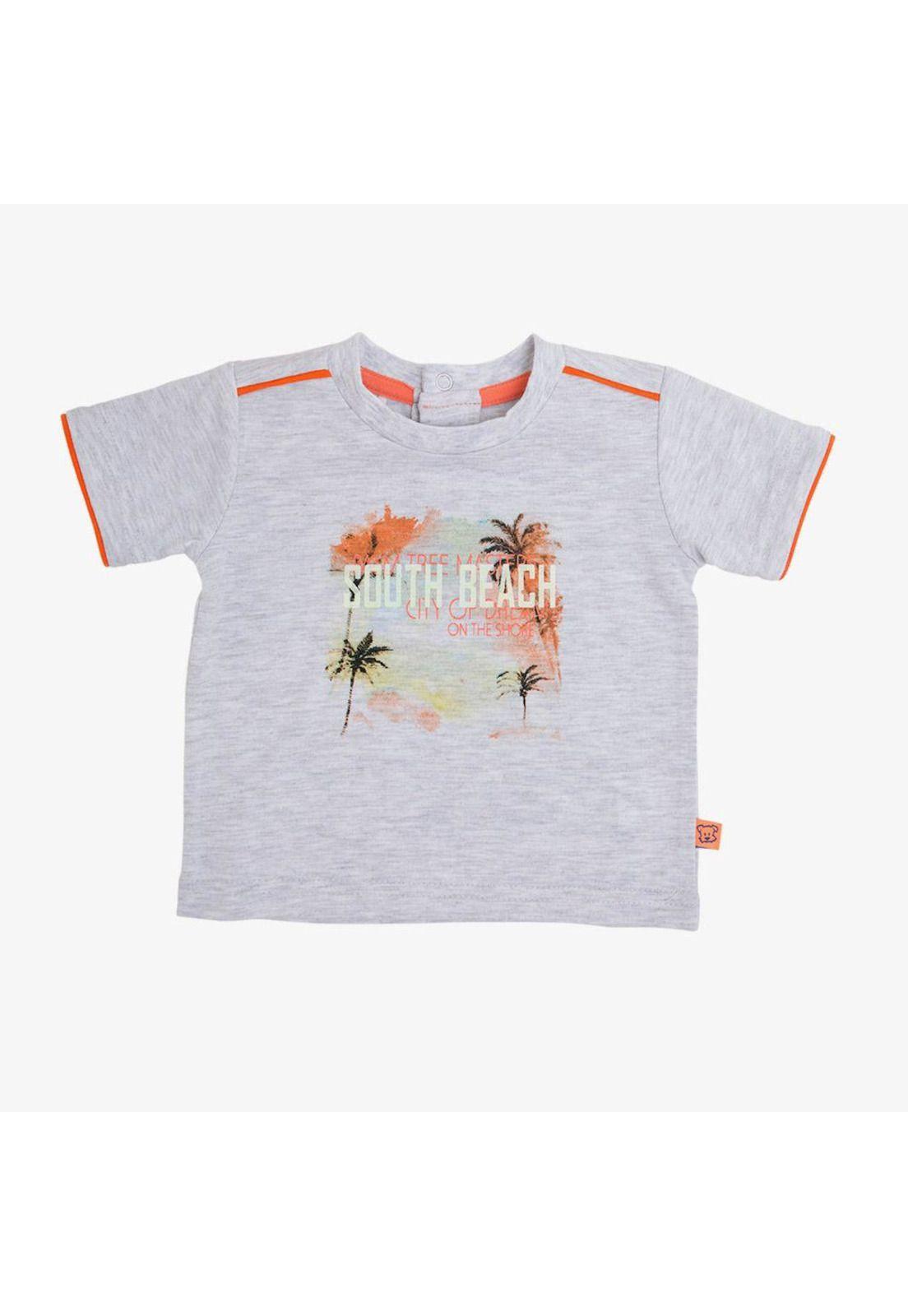 Polera Palmeras Niño Gris Pillin-0
