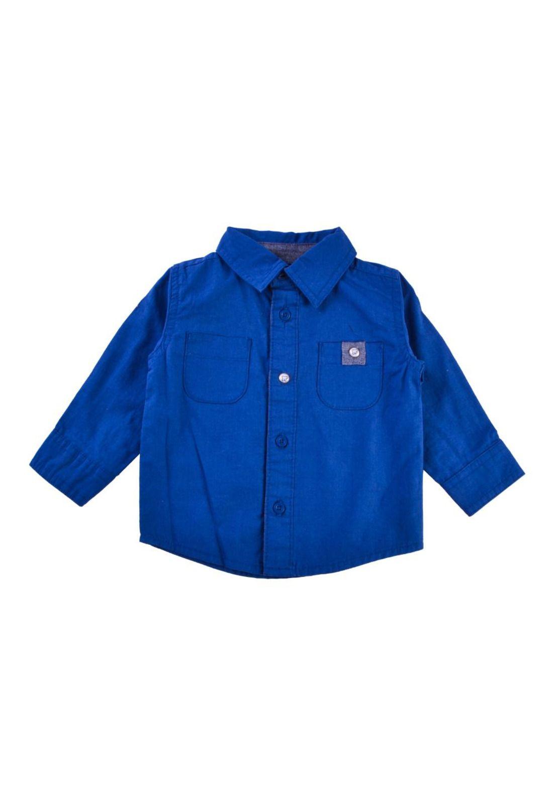 Camisa Manga Larga Bebé Niño Azul marino Pillin-0