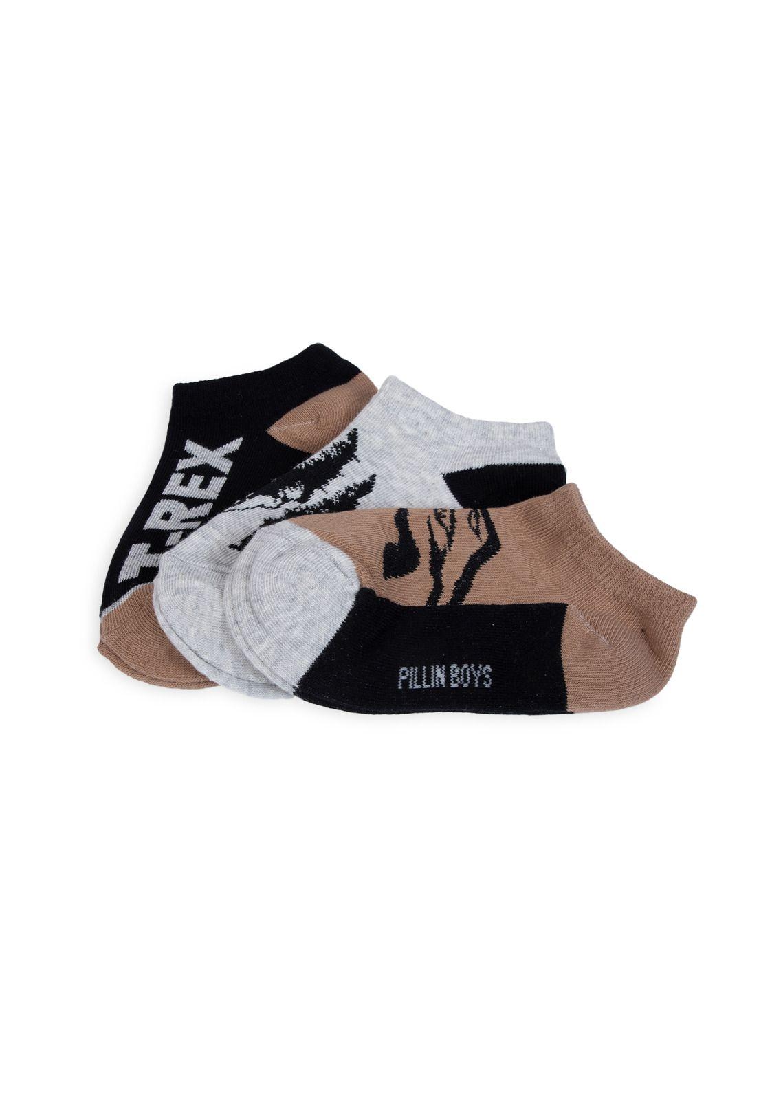 Pack de 3 Calcetines Niño Algodón Diseño Dinosaurios Surtido Pillin-1