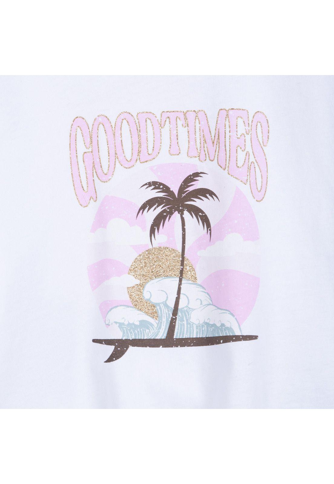 Polera Niña Manga Corta Estampada Blanco Pillin-2
