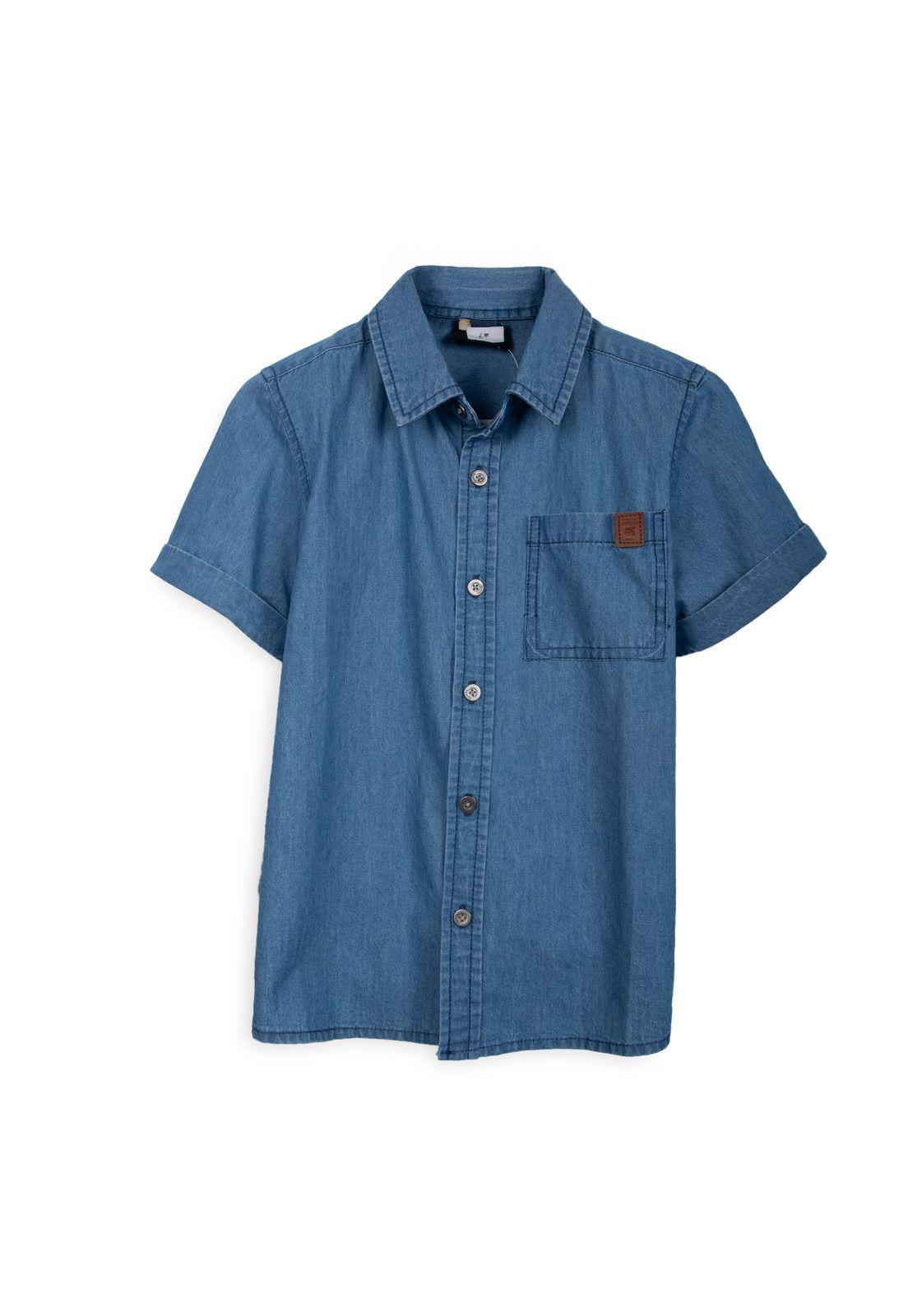 Camisa Niño Manga Corta Bolsillo Delantero Denim Pillin-0
