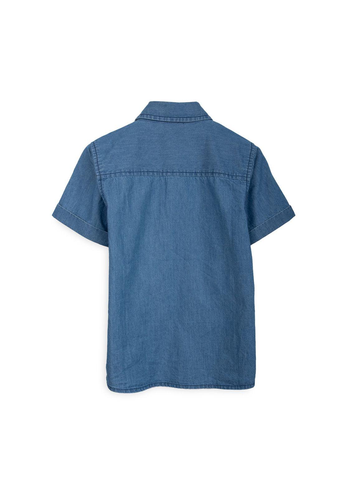 Camisa Niño Manga Corta Bolsillo Delantero Denim Pillin-1