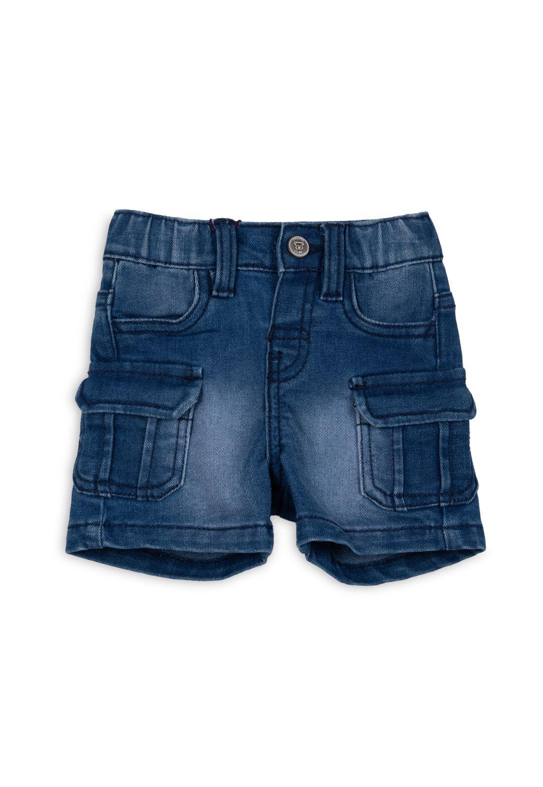 Bermuda Bebé Niño Cargo Denim Pillin-0