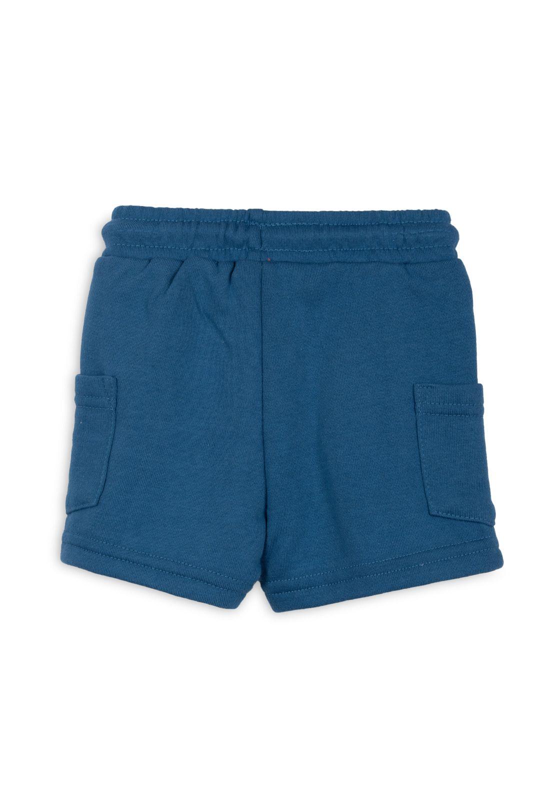 Bermuda Bebé Niño Franela Cintura Elasticada Azul Marino Pillin-1