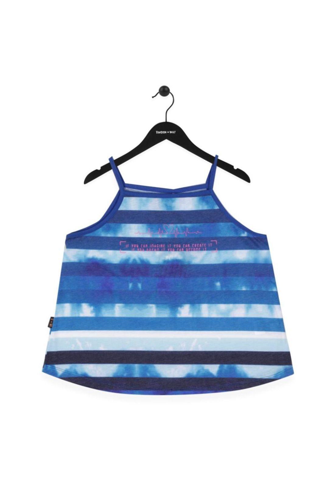 Polera Sin Mangas Algodón Verano Niña Azul-0