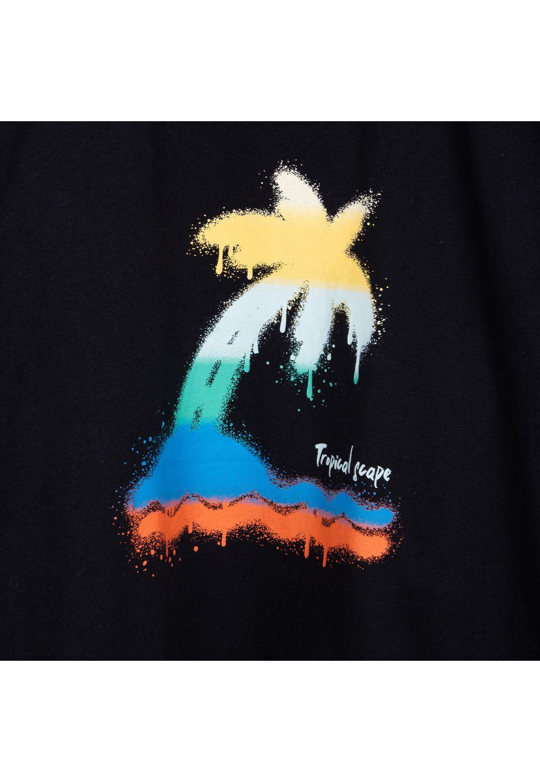 Polera Niño Manga Corta Estampada Negro Pillin-2