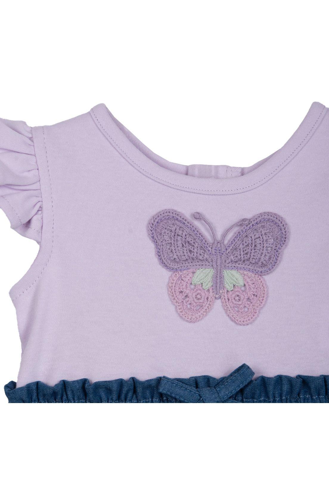 Vestido Bebé Niña Denim Mariposa Cintura Elasticada Crudo Pillin-2