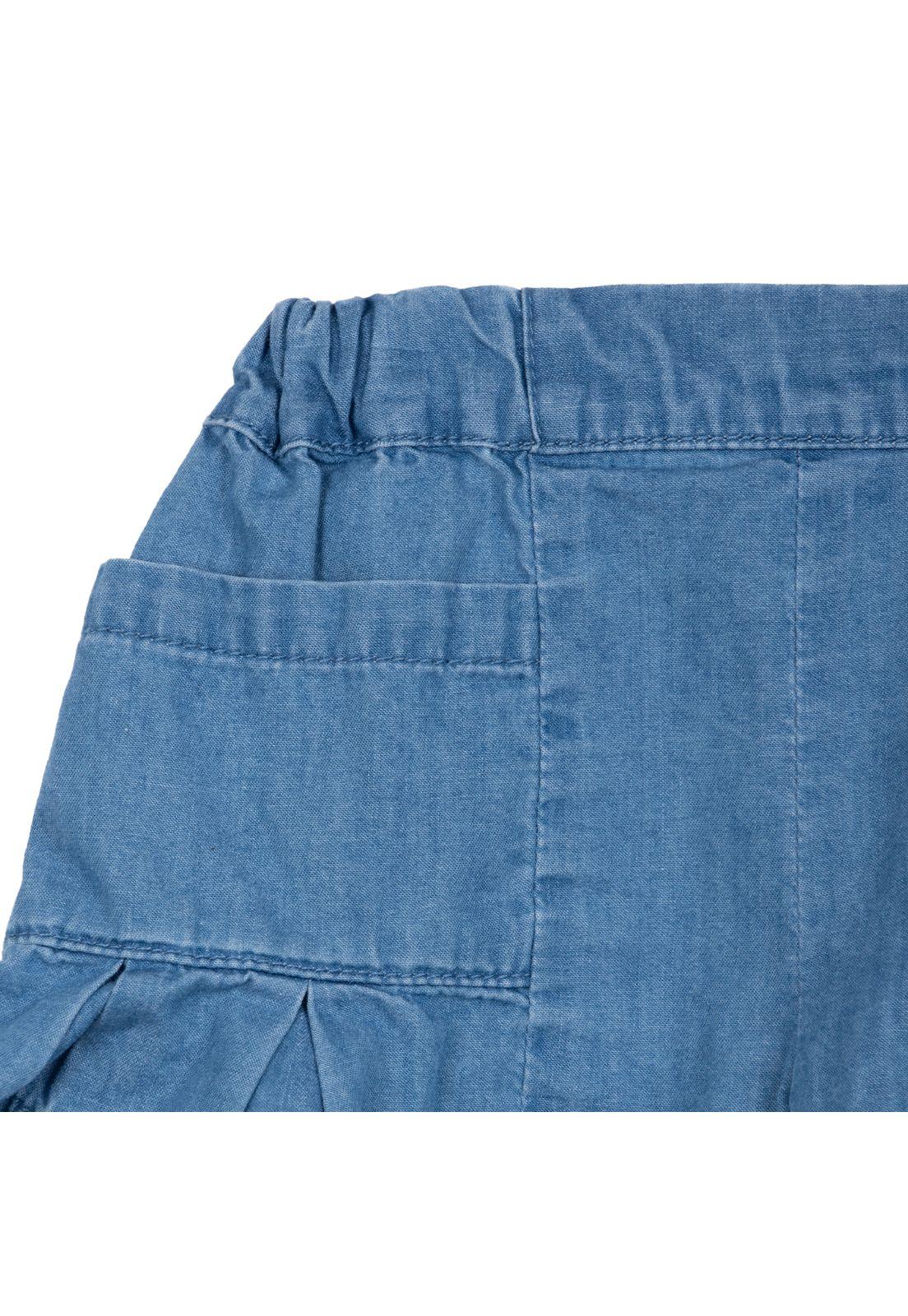 Short Bebé Niña Bolsillos Cintura Elasticada Azul Pillin-2
