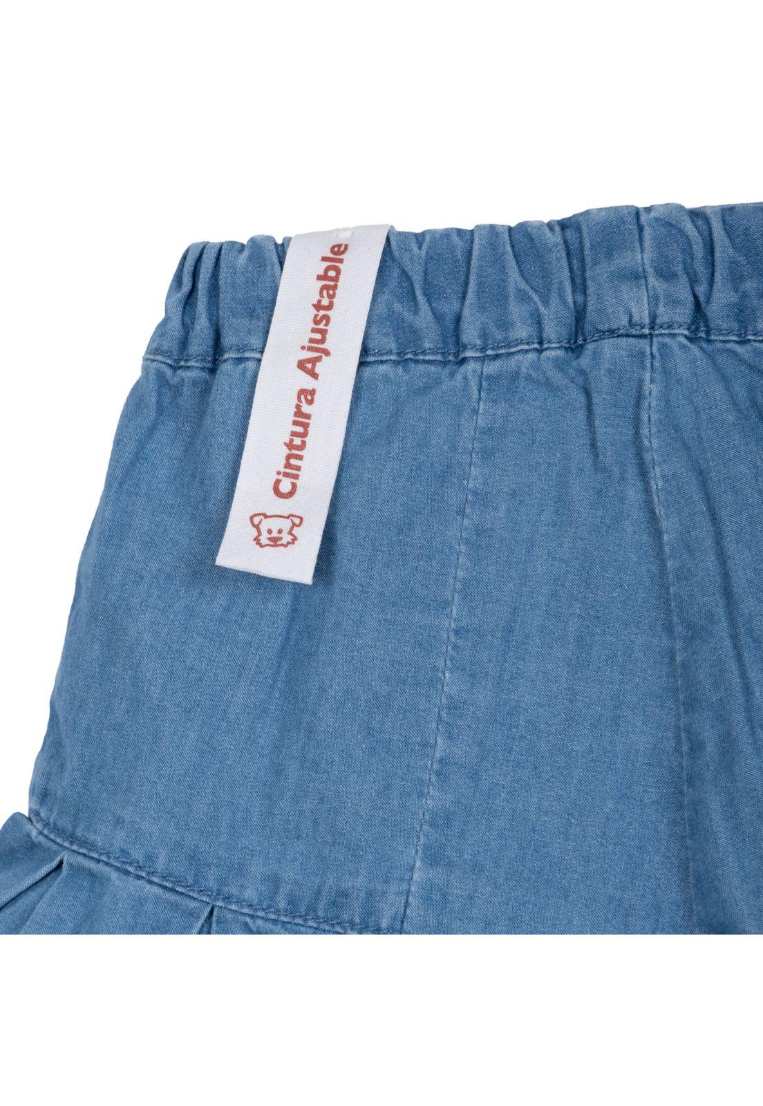 Short Bebé Niña Bolsillos Cintura Elasticada Azul Pillin-3