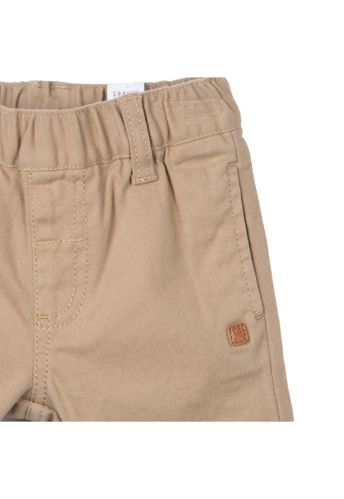 Pantalón Bebé Niño Bolsillos Cintura Elasticada Beige Pillin-2