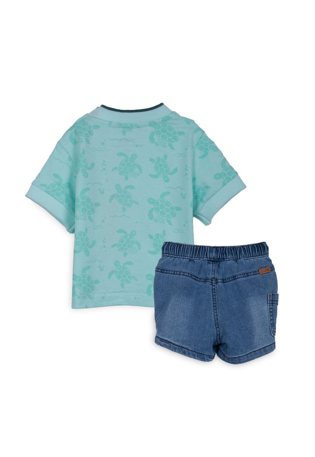 Conjunto Denim Bebé Niño Elasticado Estampado Aqua Pillin-1