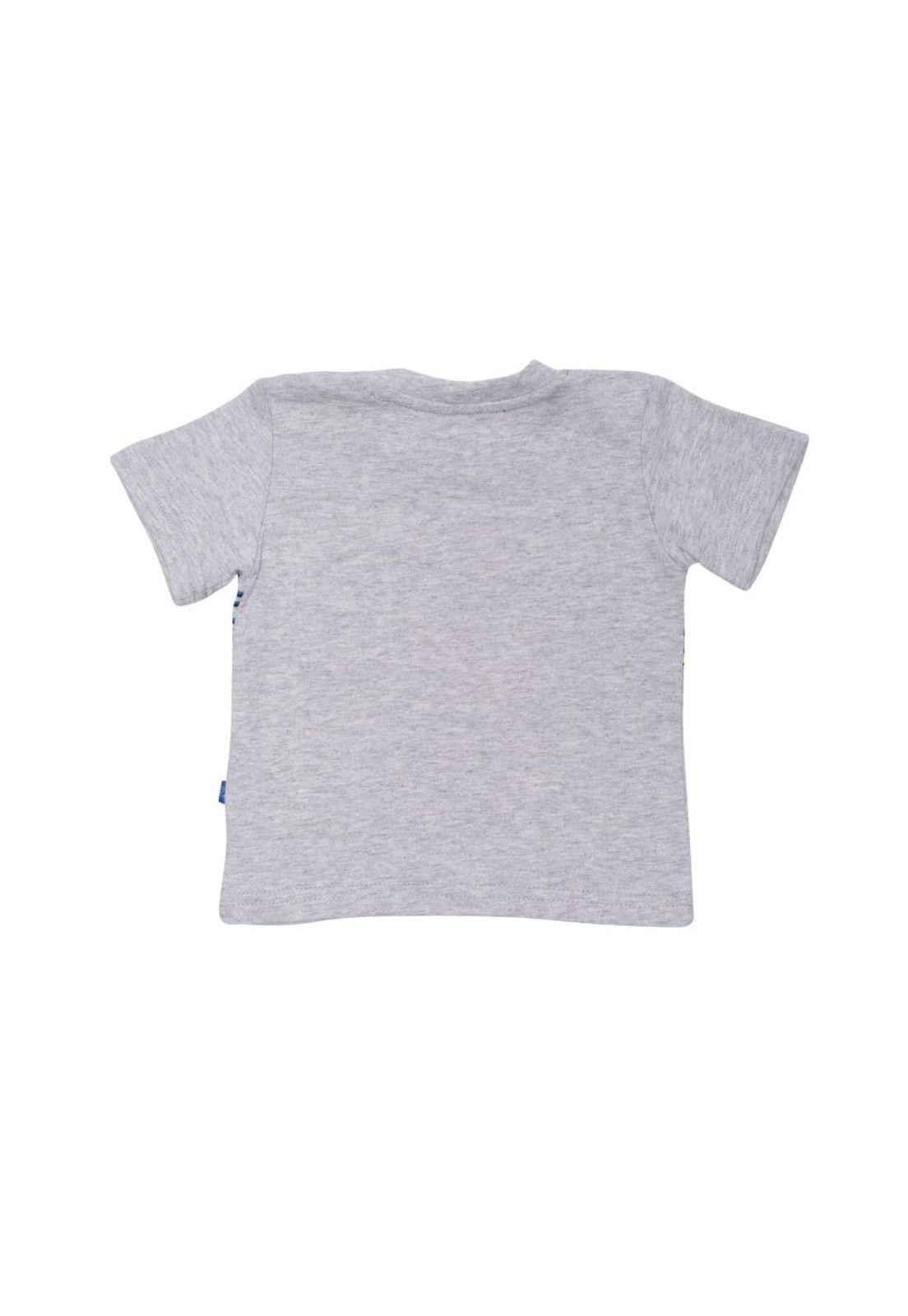 Polera Manga Corta Bebe Niño Gris Claro Pillín-1