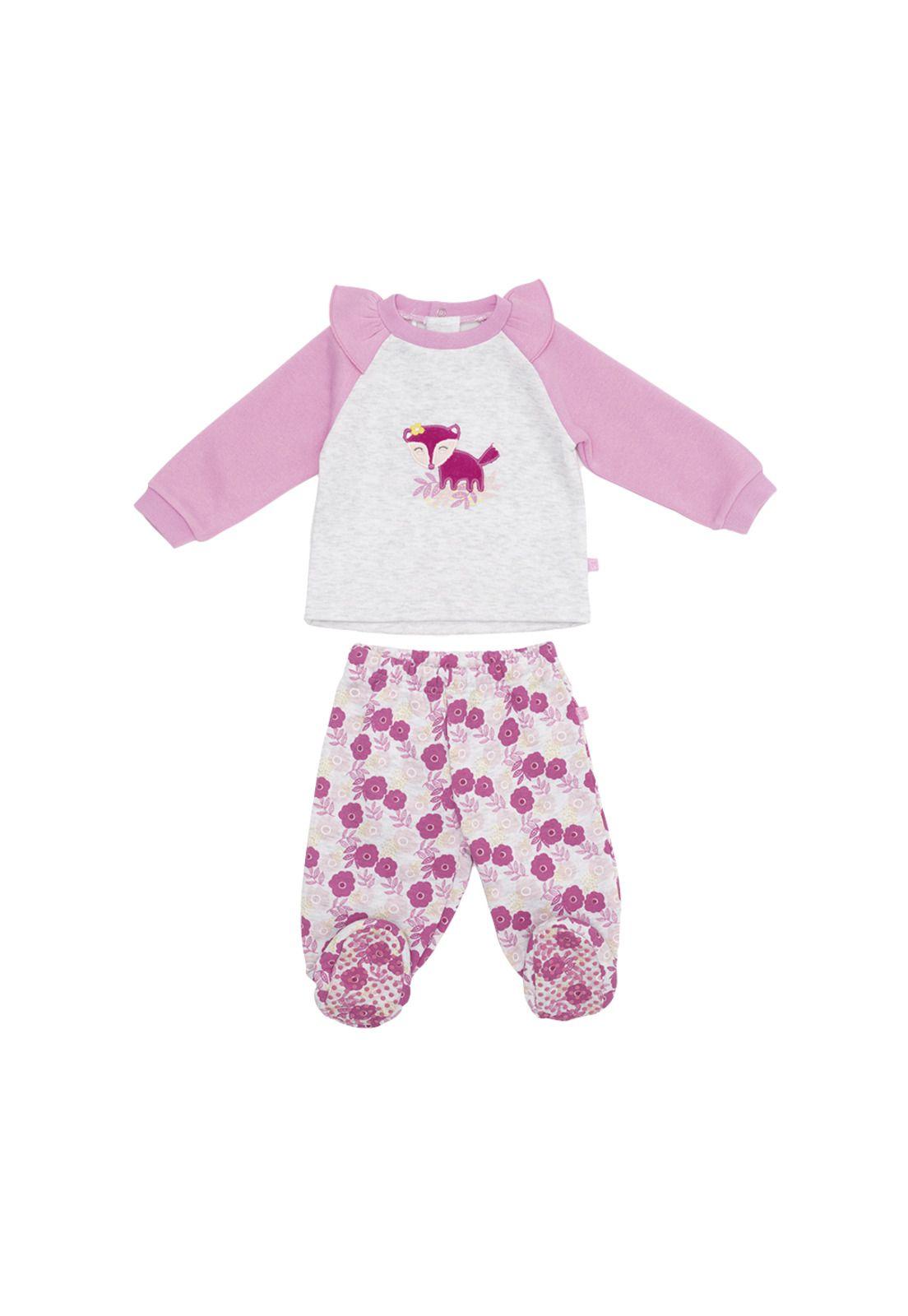 Pijama 2 Pcs Bebé Niña Gris Claro Pillin-1