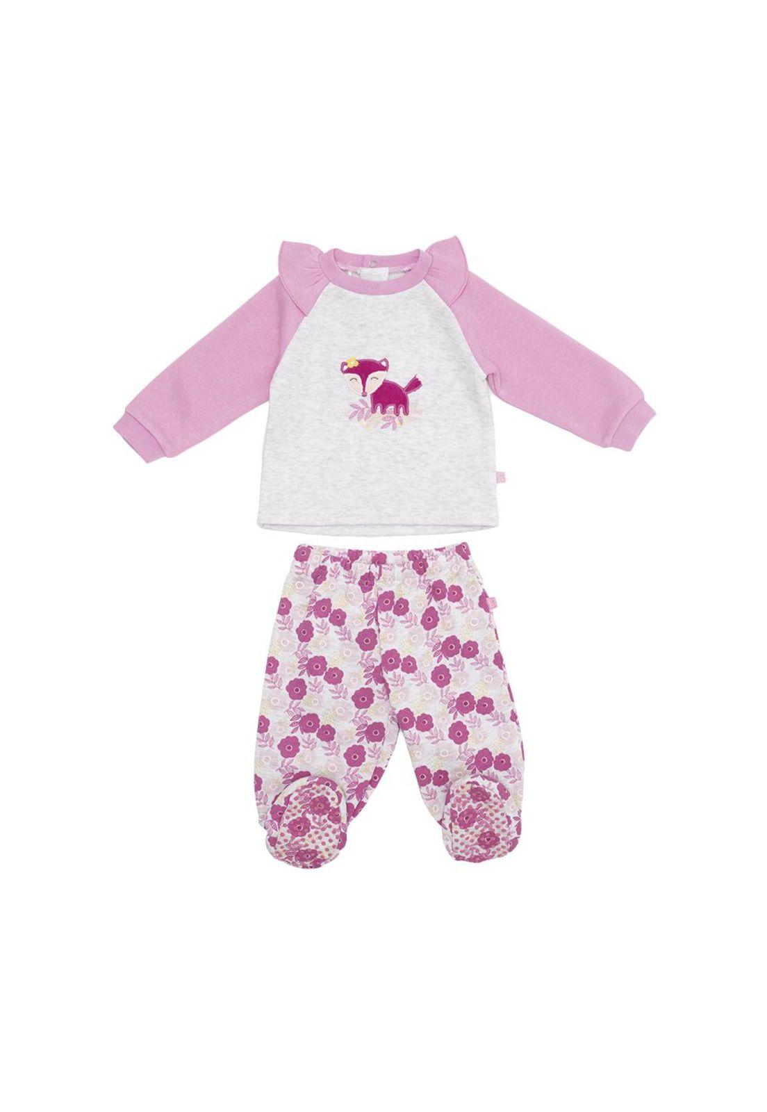 Pijama 2 Pcs Bebé Niña Gris Claro Pillin-0