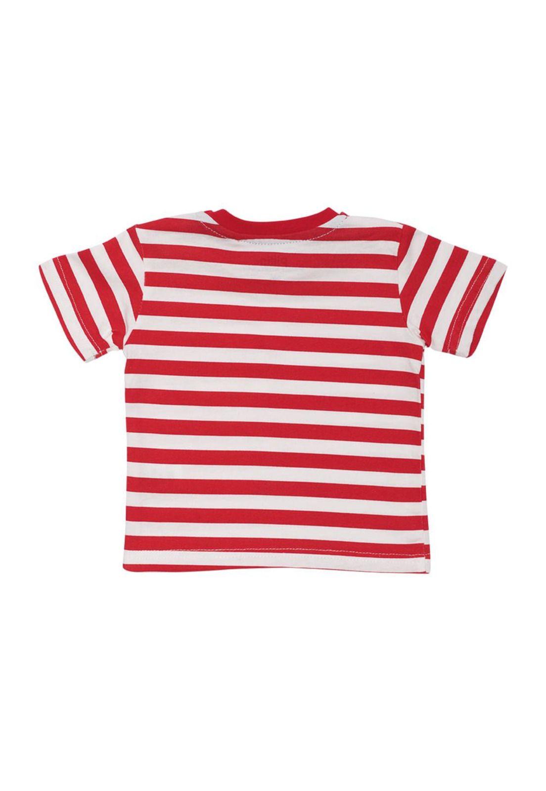Polera Manga Corta Bebe Niño Rojo Pillin-1