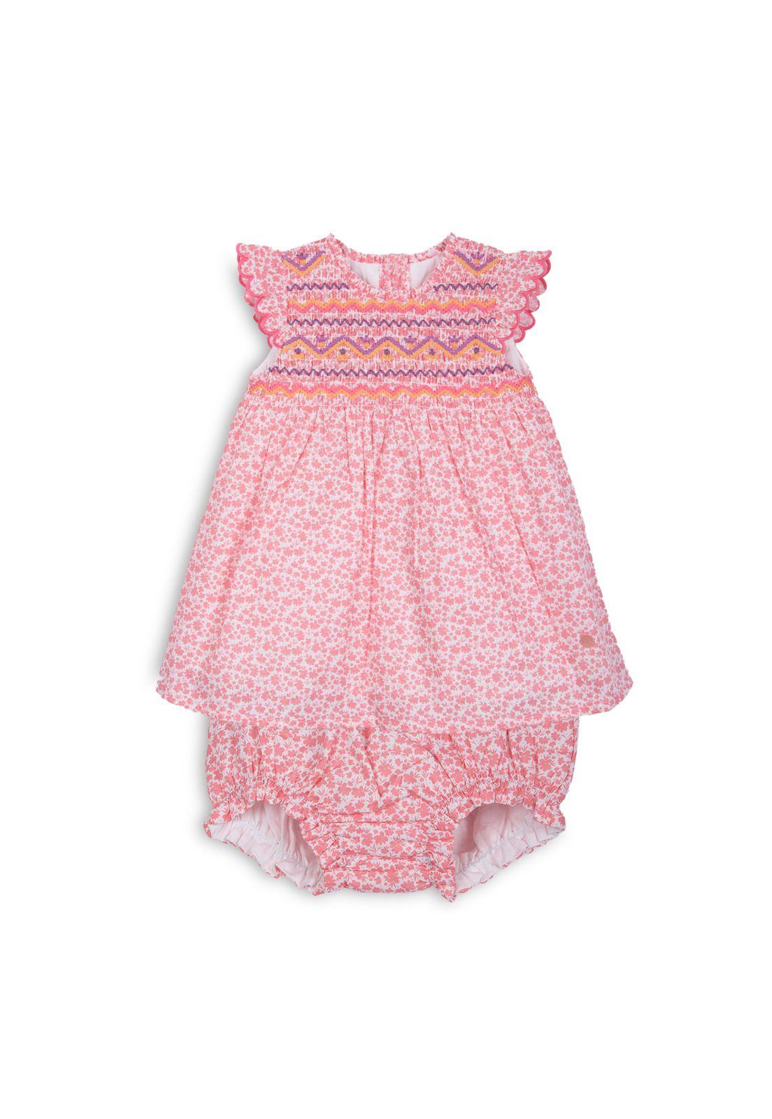 Vestido Bebé Niña Estampado Floral Coral Pillin-0