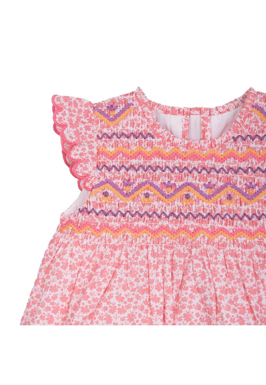 Vestido Bebé Niña Estampado Floral Coral Pillin-2