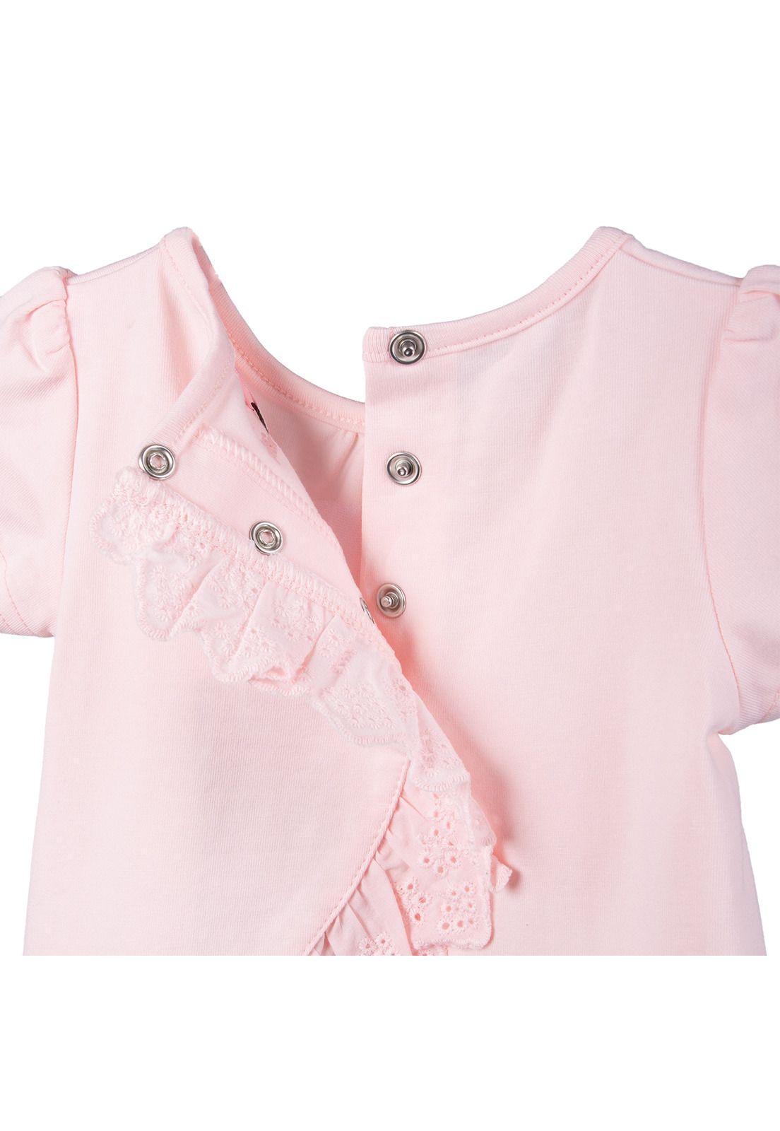 Polera Bebé Niña Manga Corta Bordado Mariposas Rosado Pillin-3