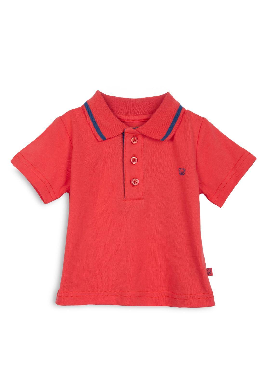 Polera Bebé Niño Manga Corta Cuello Piqué Rojo Pillin-0