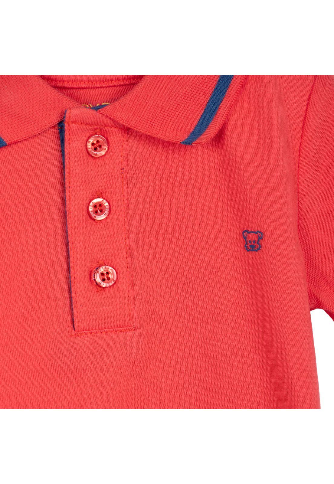 Polera Bebé Niño Manga Corta Cuello Piqué Rojo Pillin-2