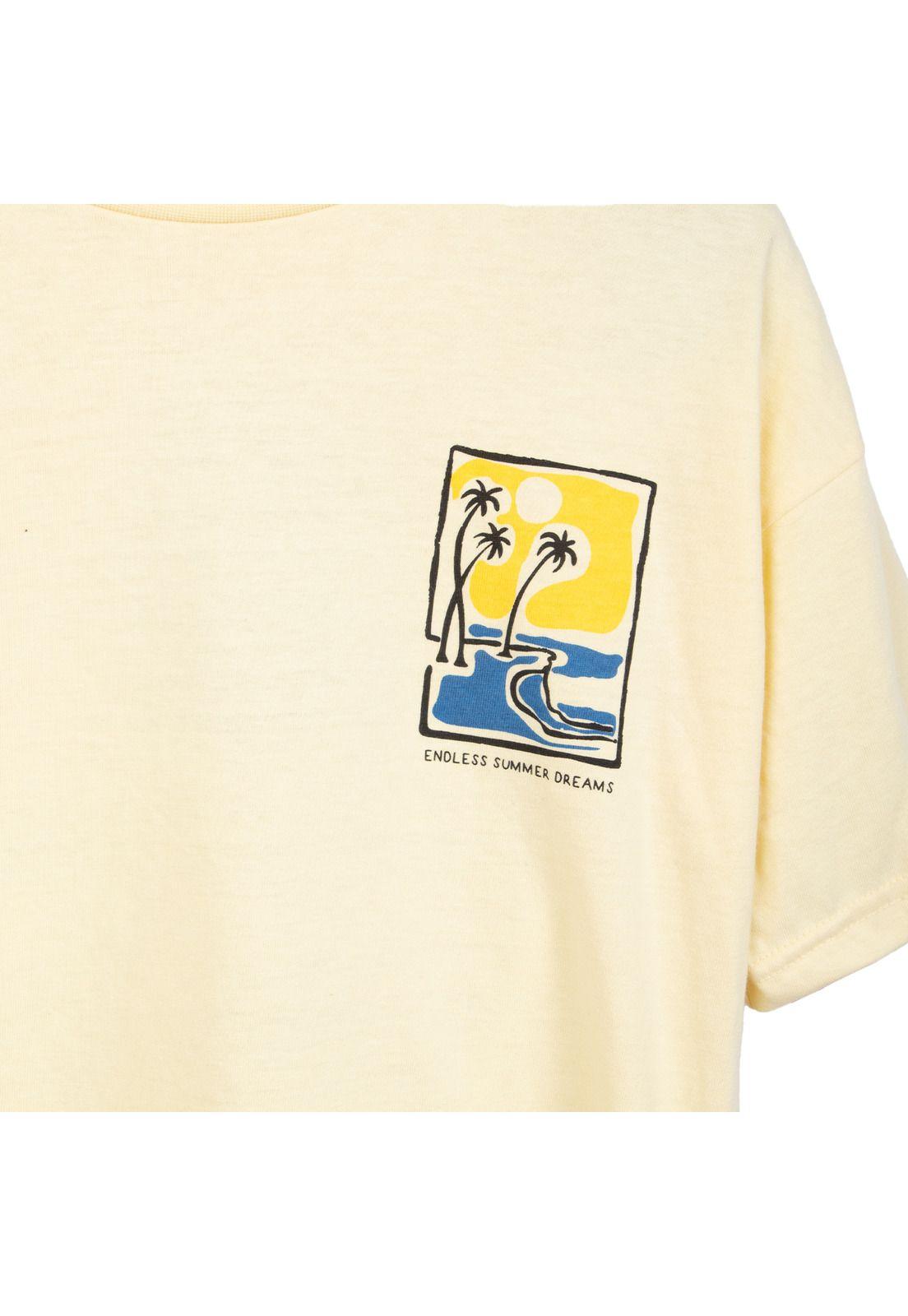 Polera Niño Manga Corta Estampado Playero Espalda Amarillo Pillin-2
