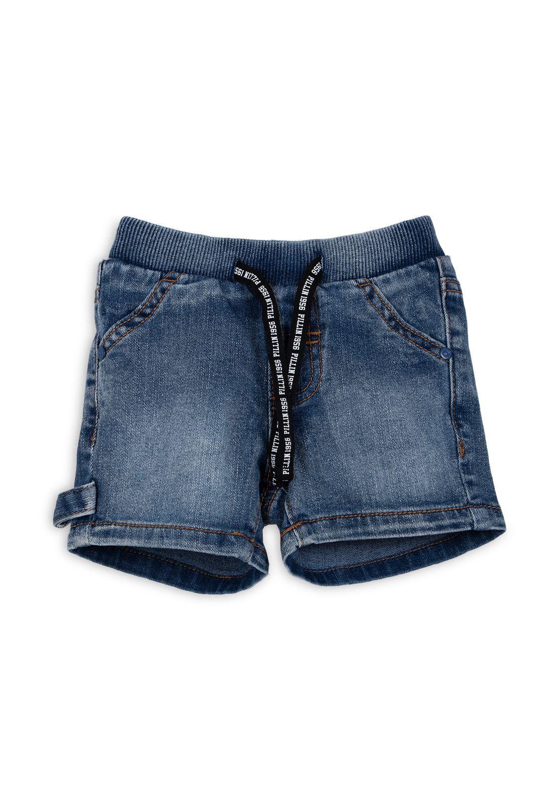 Bermuda Bebé Niño Cintura Ajustable Denim Pillin-0