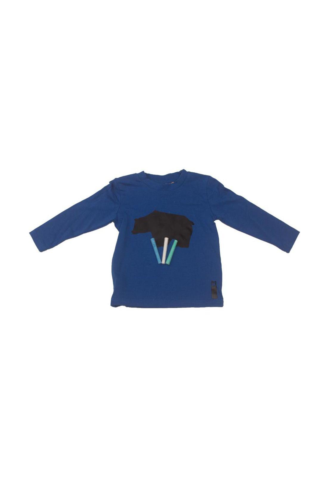Polera Niño Manga Larga Estampada Azul Pillin-0