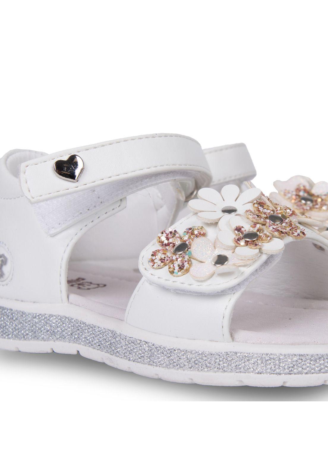 Sandalia Niña Abierta con Doble Velcro Blanco Pillin-4