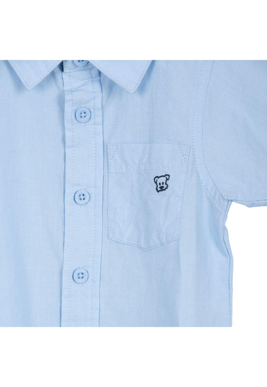 Camisa Bebé Niño Manga Corta Lisa Celeste Pillin-2