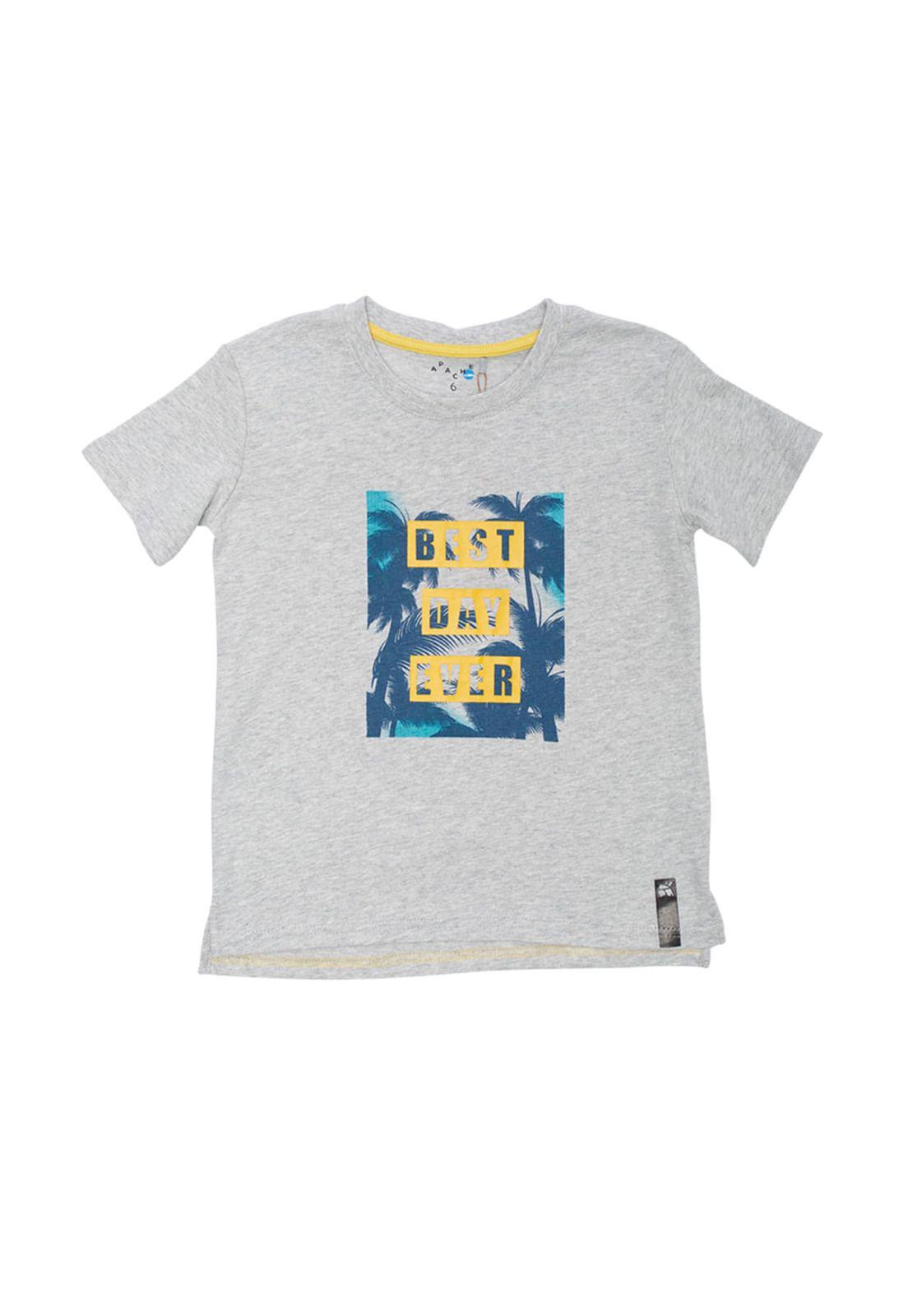 Polera Manga Corta Niño Gris Claro Pillin-1
