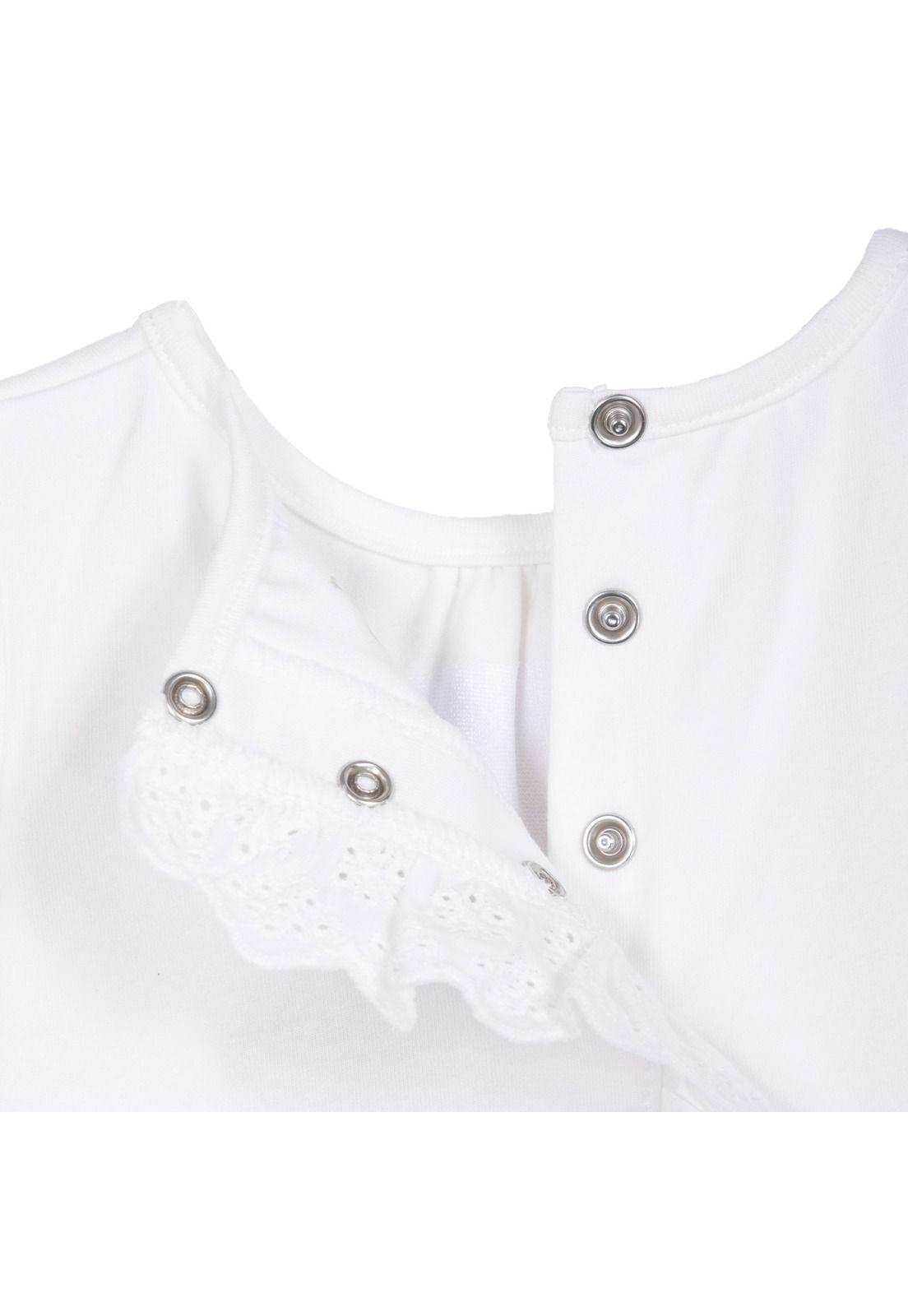 Polera Bebé Niña Manga Corta Bordado Mariposas Blanco Pillin-3