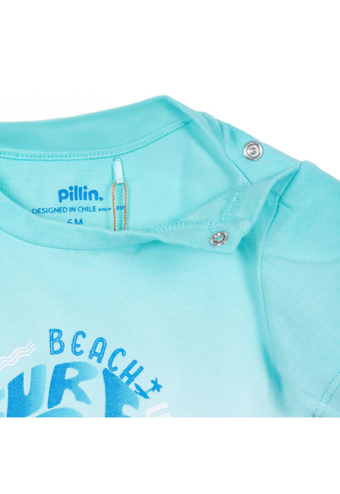 Polera Bebé Niño Manga Corta Estampado Playero Tie-Dye Menta Pillin-3