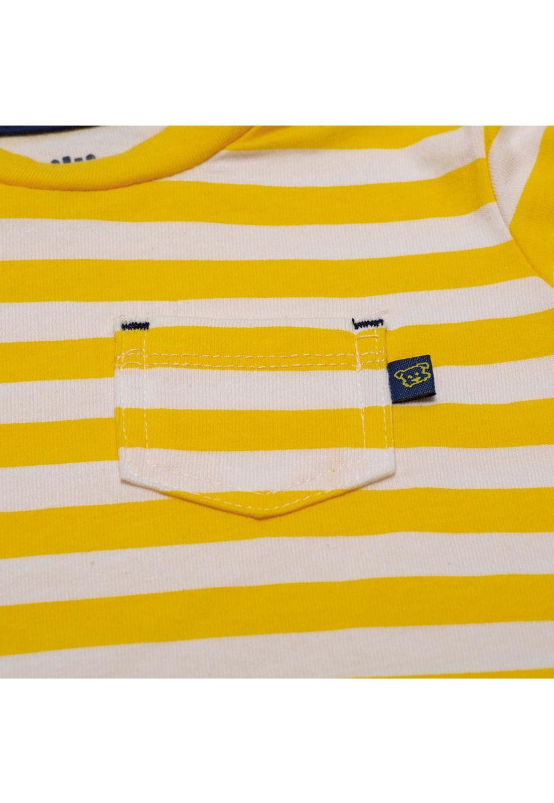 Polera Manga Corta Bebe Niño Amarillo Pillin-2