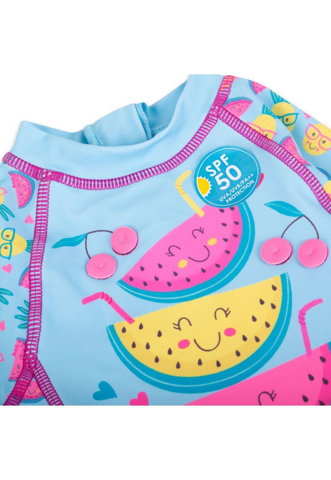 Polera UV + Gorro Bebé Niña Turquesa Pillin-1