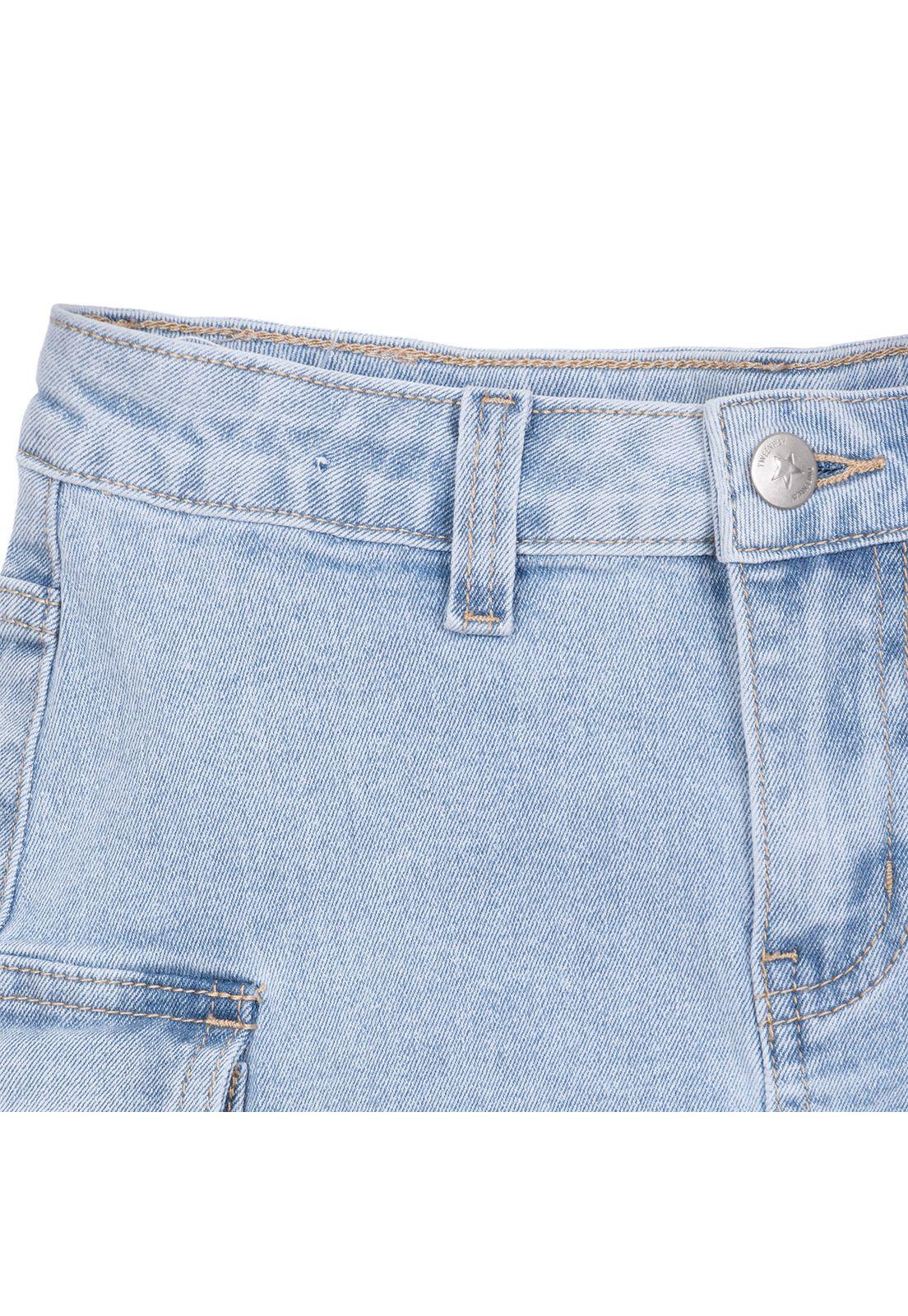 Falda Niña Denim Cargo Celeste Pillin-2