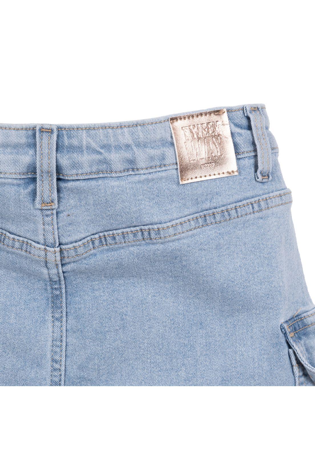 Falda Niña Denim Cargo Celeste Pillin-3