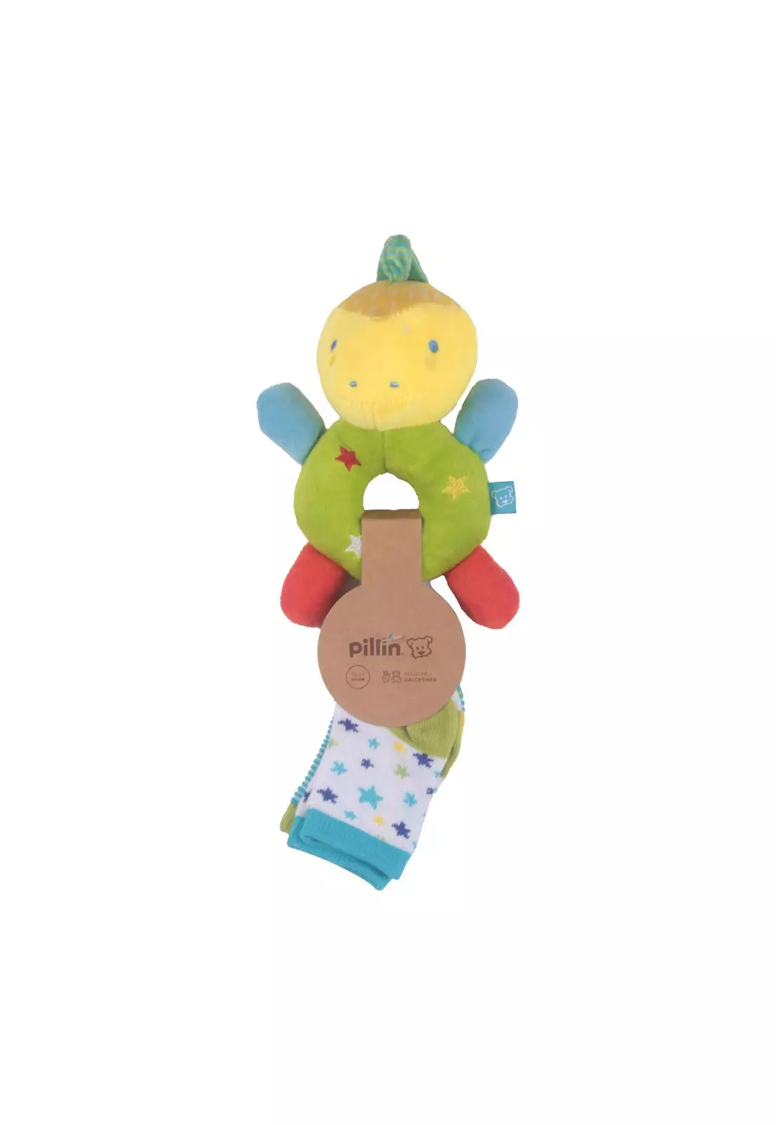 Calcetín Peluche Bebe Niño Amarillo Pillín-1