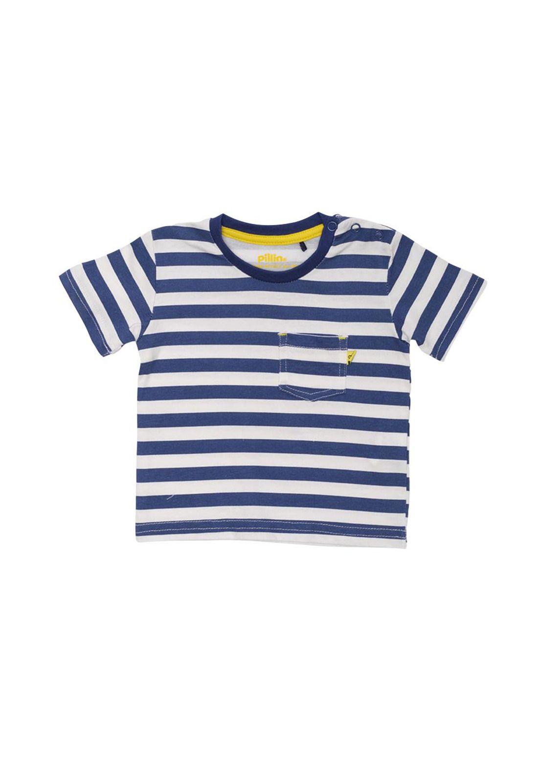 Polera Manga Corta Niño Azul Pillin-0