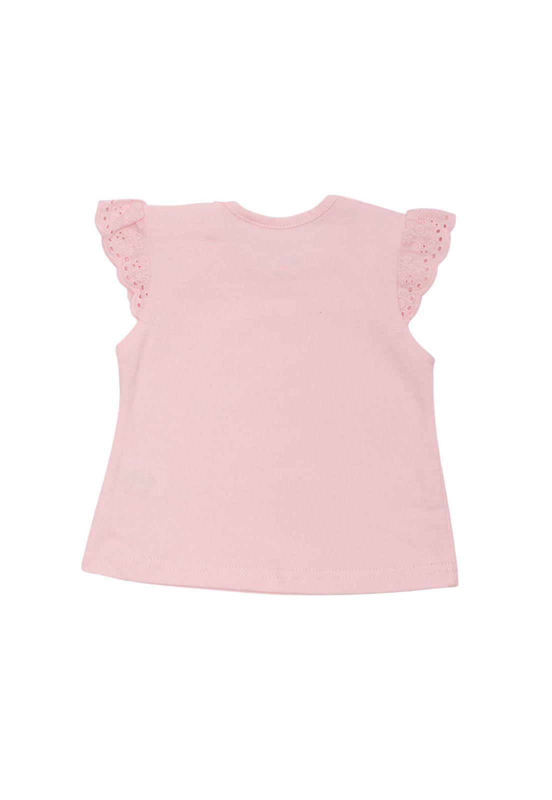 Polera Manga Corta Bebe Niña Rosado Pillín-2