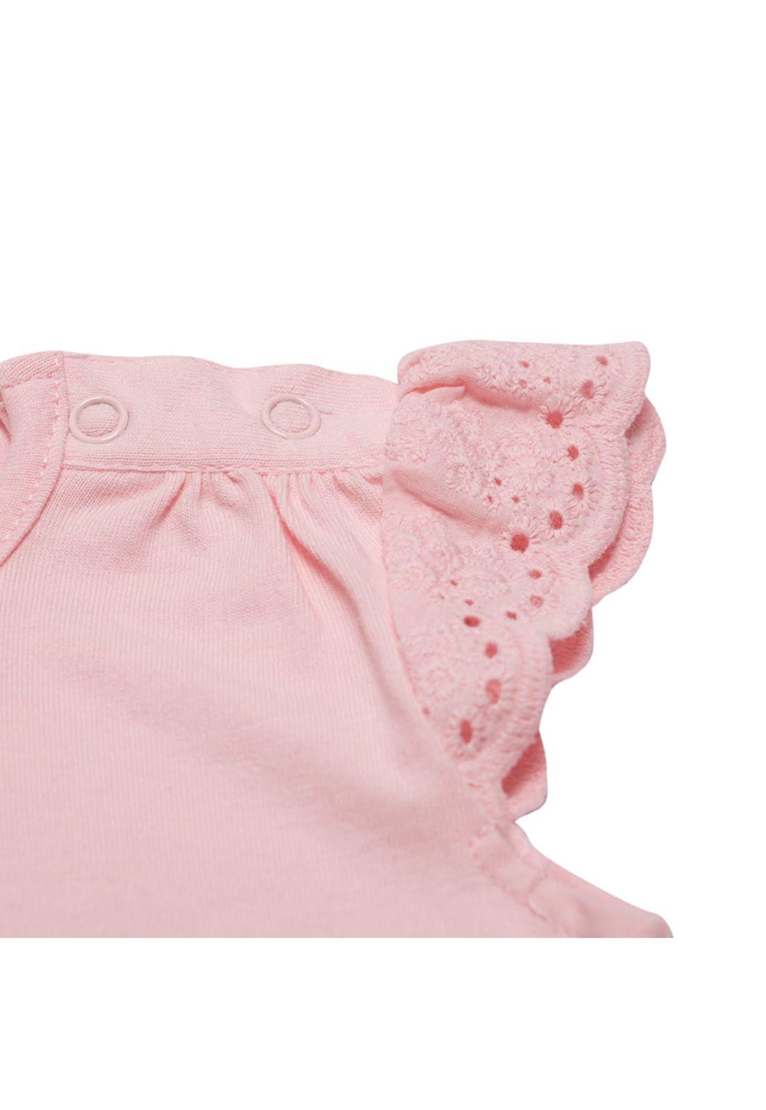 Polera Manga Corta Bebe Niña Rosado Pillín-3