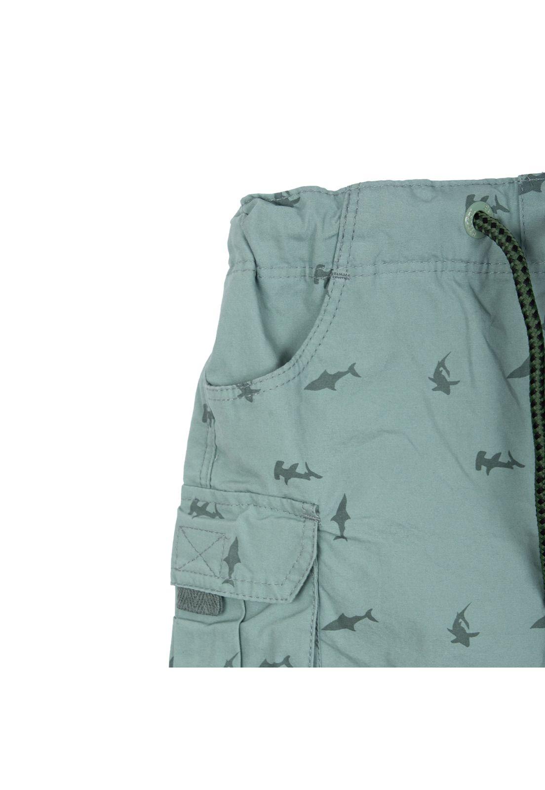 Bermuda Bebé Niño Cintura Ajustable Estampado Tiburón Azul Pillin-2