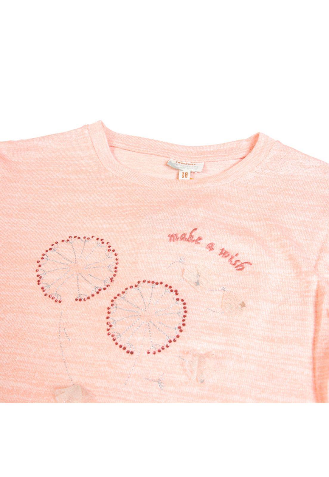 Polera Manga Larga Niña Naranja Pillin-3