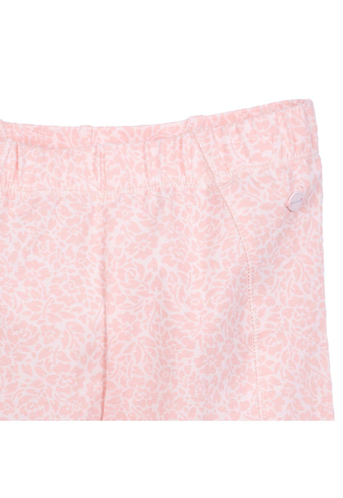 Calza Corta Niña Estampado Floral Rosado Pillin-2