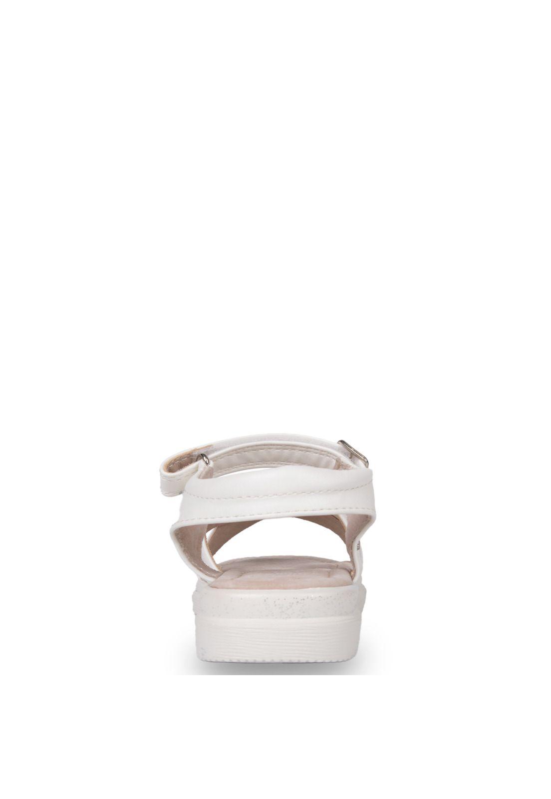 Sandalia Niña Brillos con Velcro Ajustable Blanco Pillin-3